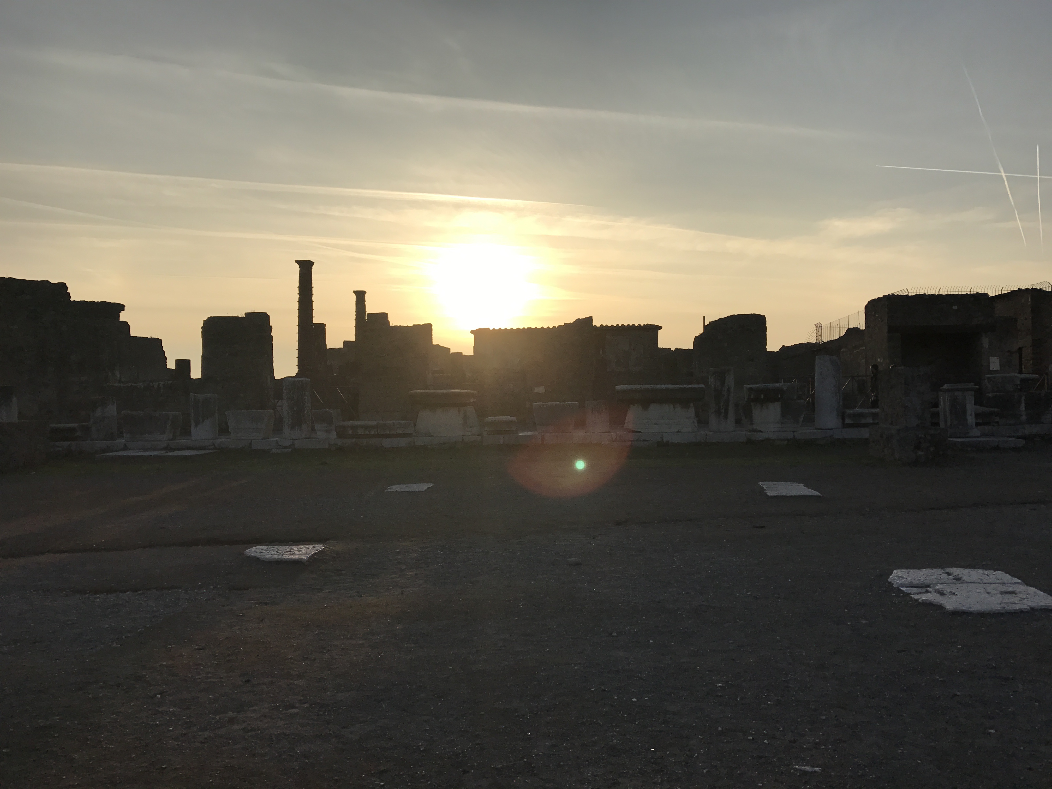 Coucher du soleil à Pompei